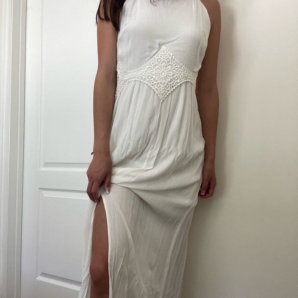 xhilaration white maxi dress with slit
